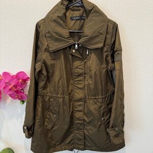 LAUREN RALPH LAUREN Women’s Dark Khaki Olive Green Utility Jacket w/Hood Size M